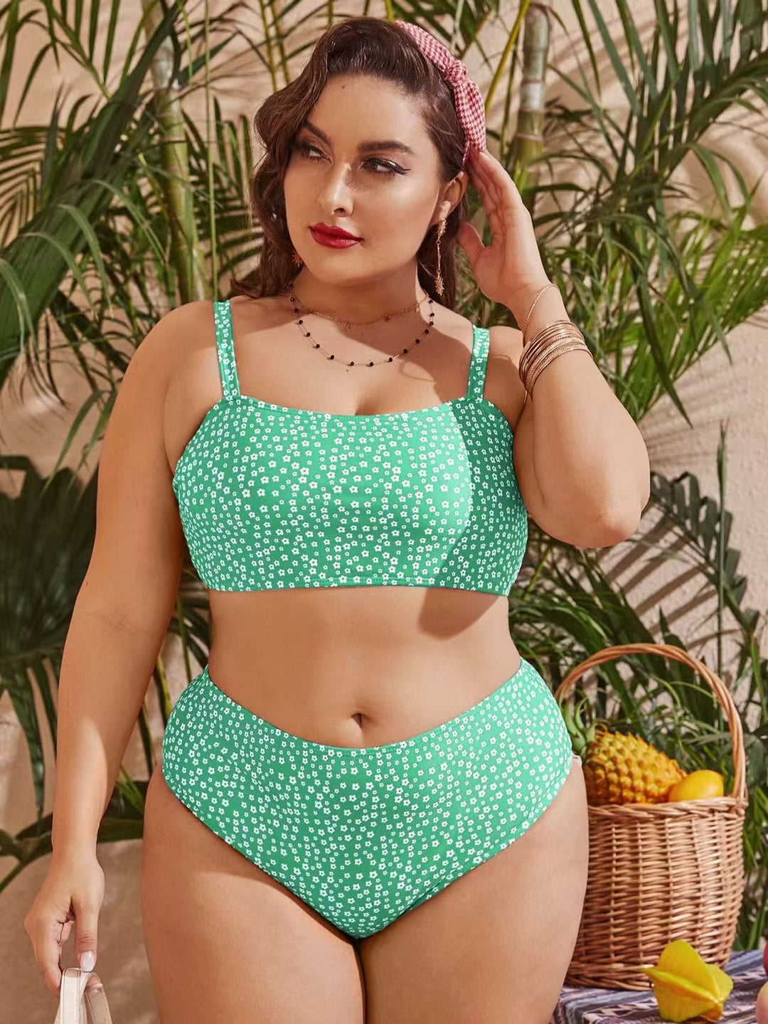 Damen Hochgeschnittener Bikini mit verspieltem Punktedesign Echo Archiv