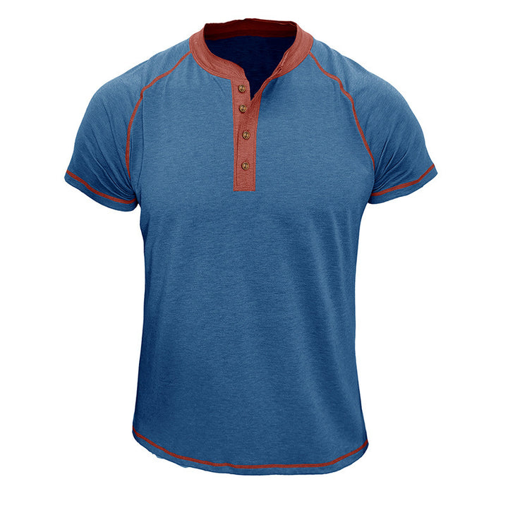 Herren Henley-Shirt mit kontrastierenden Nähten und Knopfleiste Echoarchiv