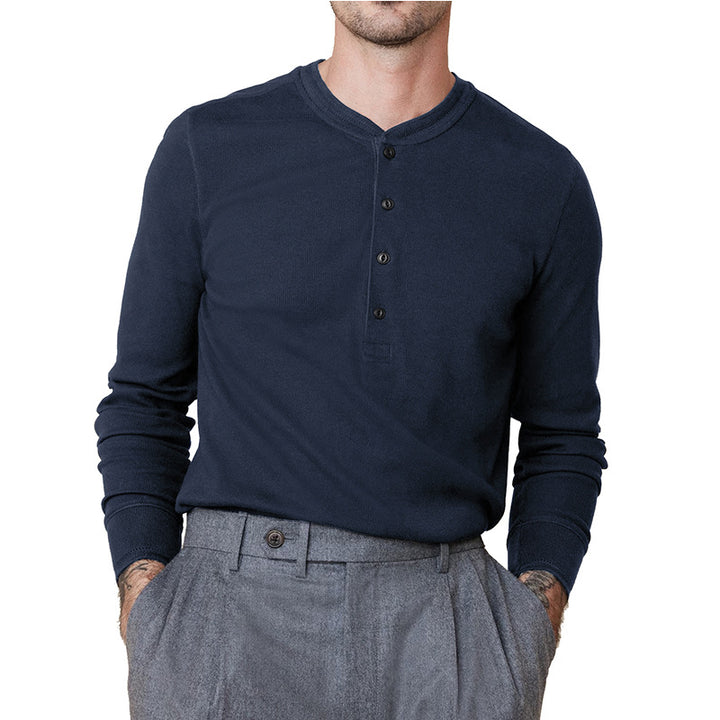 Herren Langarmshirt mit Knopfleiste und weichem Stoff Echoarchiv