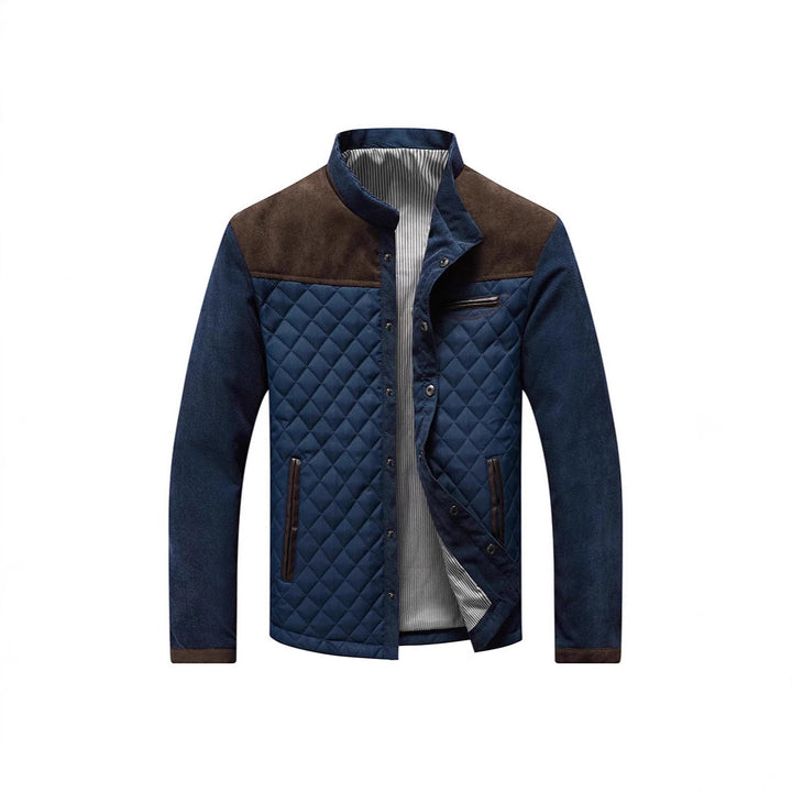 Herren Steppjacke mit Diamantsteppung, Kontrastbesatz und Stehkragen Echoarchiv