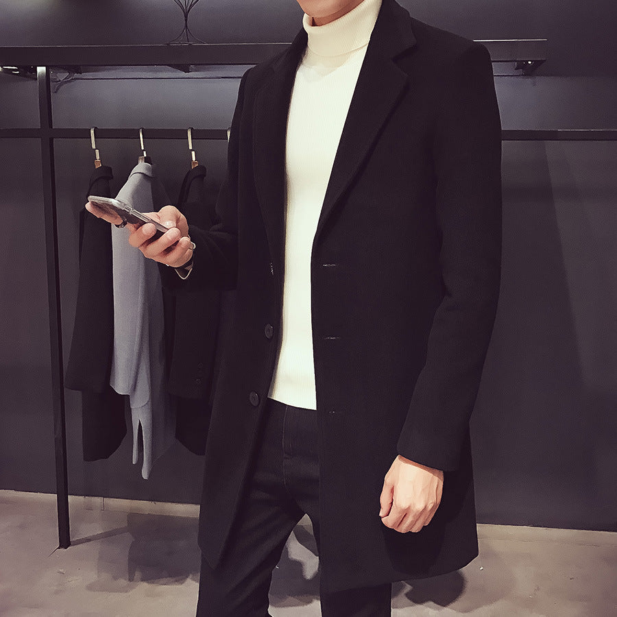 Herren nan eleganter Einreihermantel aus Wollmix mit schmalem Revers und wärmender Innenlage Echo Archiv