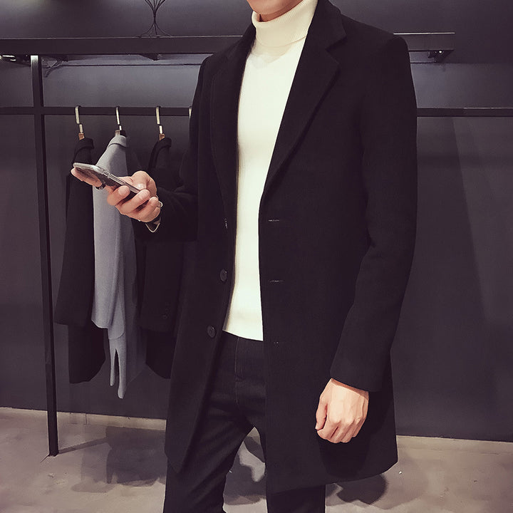 Herren nan eleganter Einreihermantel aus Wollmix mit schmalem Revers und wärmender Innenlage Echo Archiv