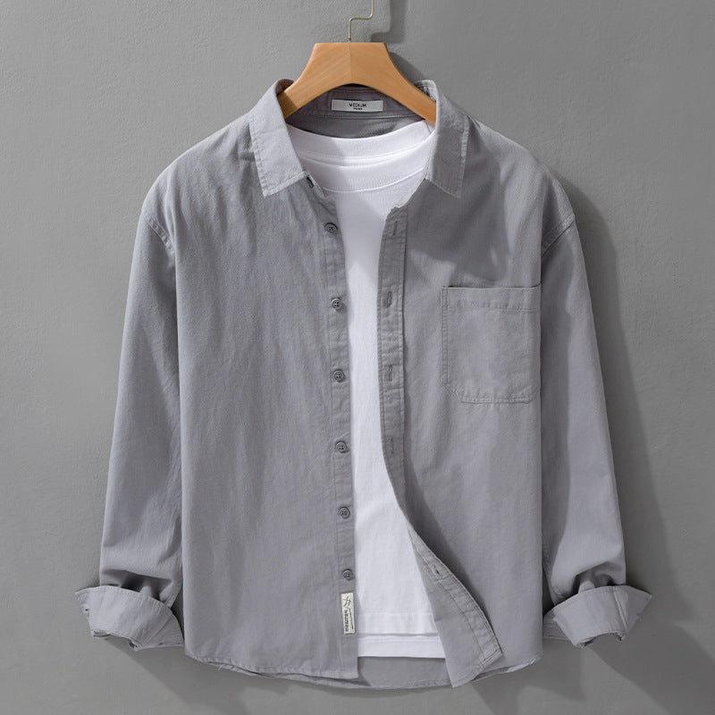 Herren Hemdjacken-Overshirt aus softem Baumwoll-Twill mit Relaxed-Fit und aufgesetzter Brusttasche Echoarchiv