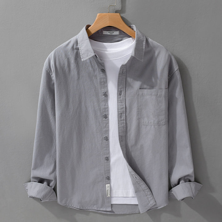 Herren Hemdjacken-Overshirt aus softem Baumwoll-Twill mit Relaxed-Fit und aufgesetzter Brusttasche Echoarchiv