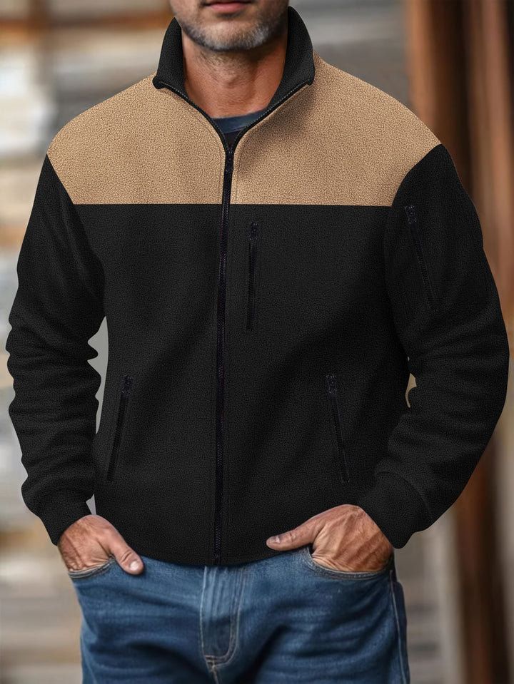 Herren Fleecejacke mit stylischem Farbdreieck-Design Echoarchiv