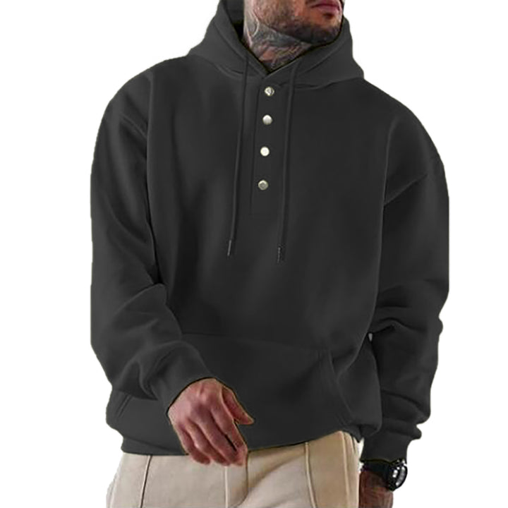 Herren Kapuzenpullover mit Knopfleiste und regulierbarem Kordelzug Echoarchiv