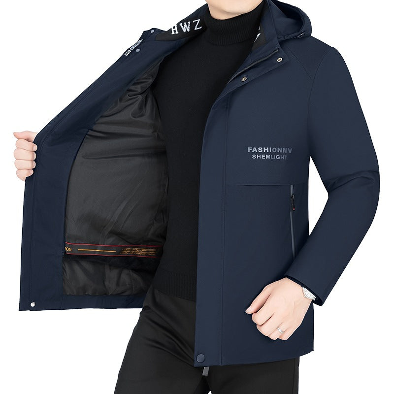 Herren Moderner Urbaner Parka mit fester Kapuze, nahtverdeckten Reißverschlüssen und leichtem Thermofutter – Taviero
