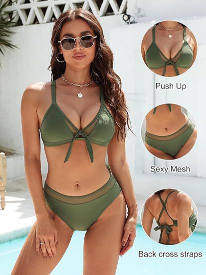 Damen Push-Up-Bikini-Top mit sexy Mesh und Rückenkreuz-Träger Echo Archiv