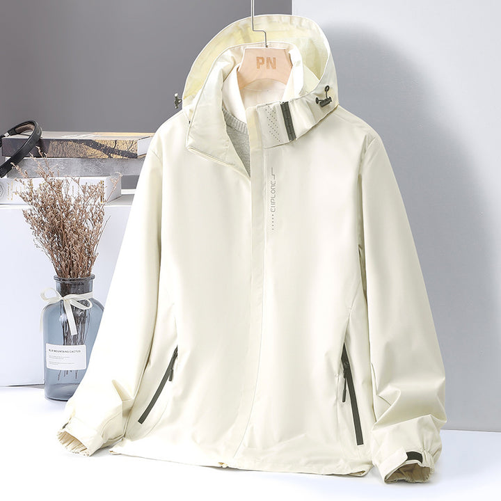 Damen Leichte Softshell-Kapuzenjacke mit winddichter Sturmleiste und verdeckten Reißverschlusstaschen – Célinea