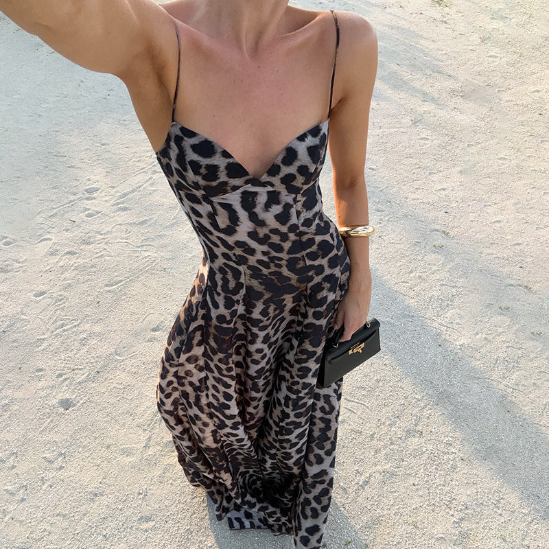 Damen Maxikleid mit figurbetontem Schnitt und floralem Leopardenmuster Echo Archiv