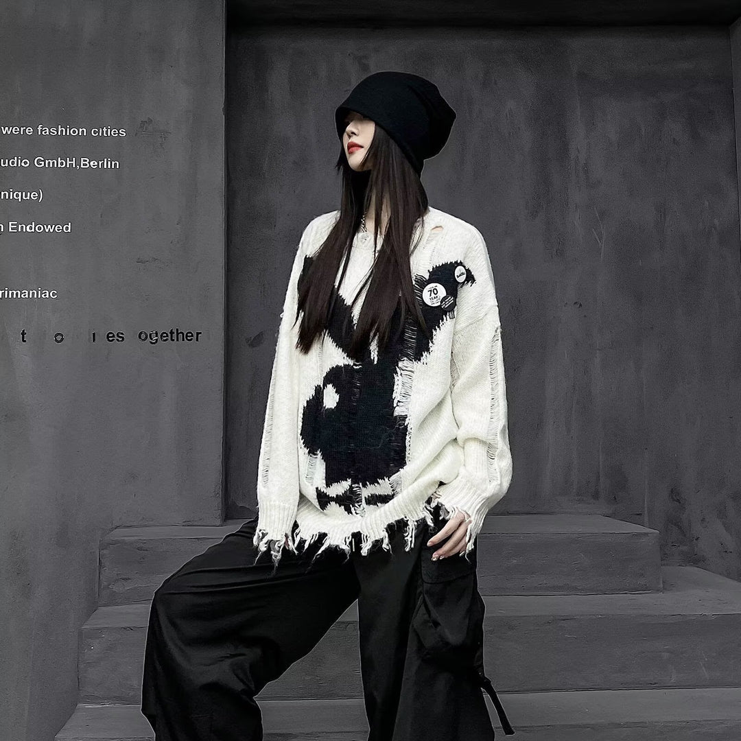 Damen Modischer Strickpullover mit einzigartigem Motiv Echoarchiv
