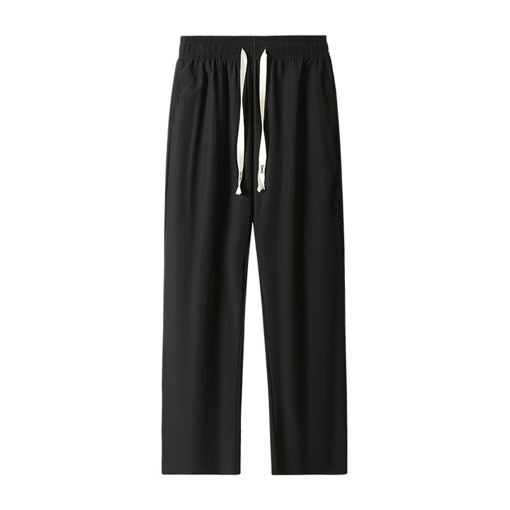 Herren Leichte Relax-Fit-Loungehose aus atmungsaktivem Jersey mit elastischem Tunnelbund, breitem Kordelzug & geripptem Beinabschluss Echoarchiv