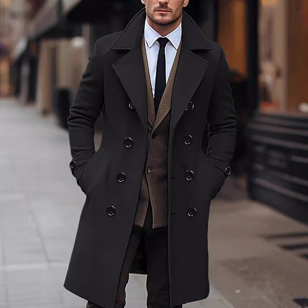 Herren doppelreihiger Wollmantel mit klassischem Schnitt und eleganten Details Echoarchiv