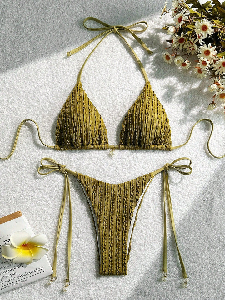 Damen Triangel-Bikini mit strukturierter Textur Echo Archiv
