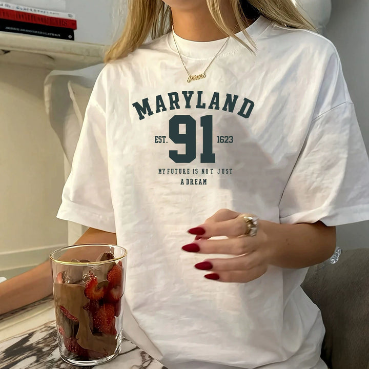 Damen oversized Bachelorette T-Shirt mit exklusivem Print Echo Archiv