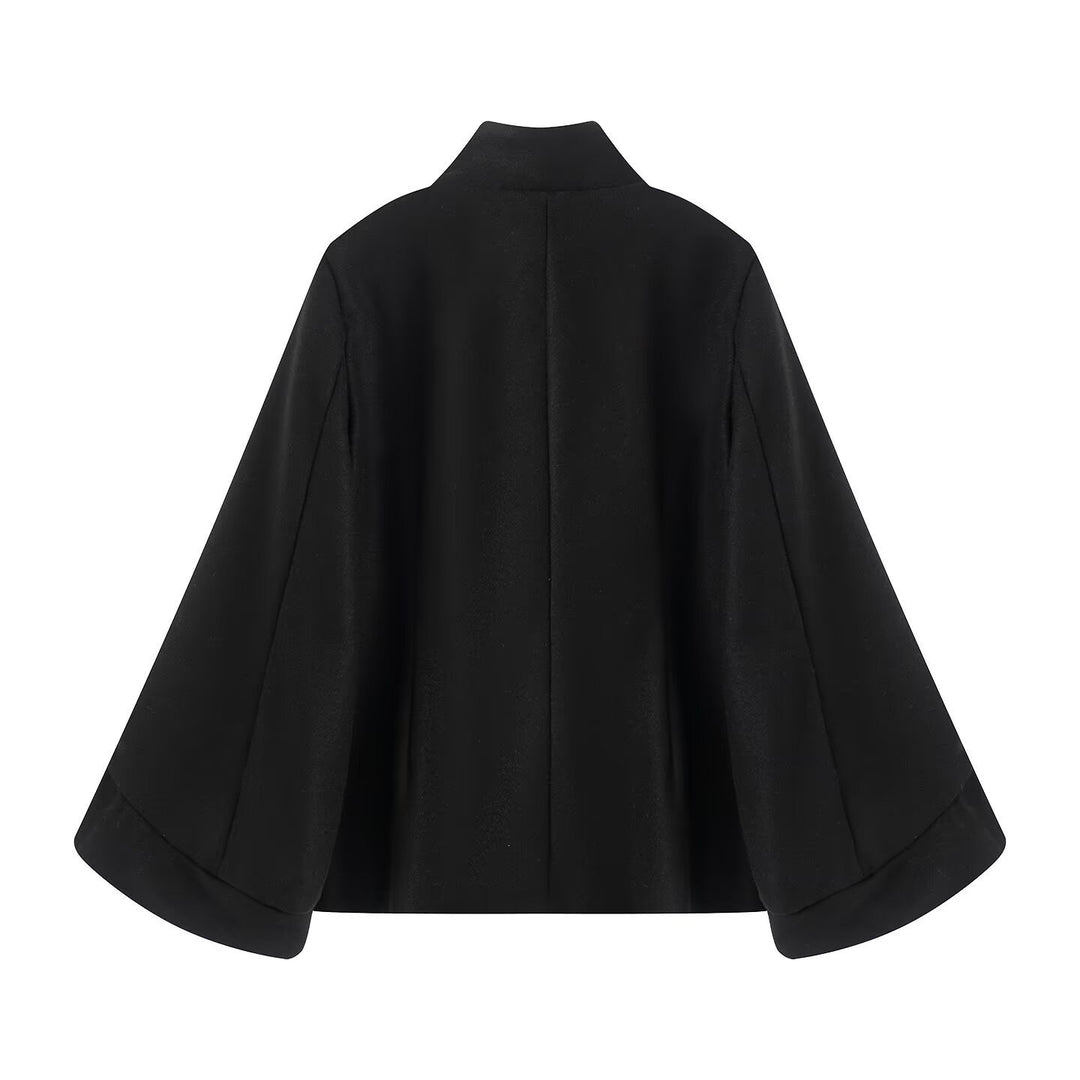 Damen Kurzjacke im Doppelreiher mit Stehkragen, taillierter Silhouette und Glockenärmeln Echo Archiv