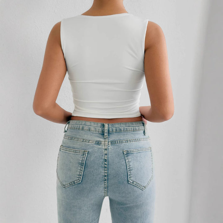 Damen figurbetontes Crop-Top mit tiefem V-Ausschnitt Echo Archiv