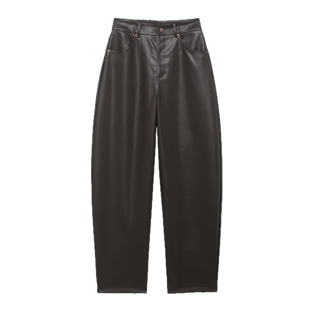 Damen Hochtaillierte Kunstlederhose mit weiter tapered Passform Echoarchiv