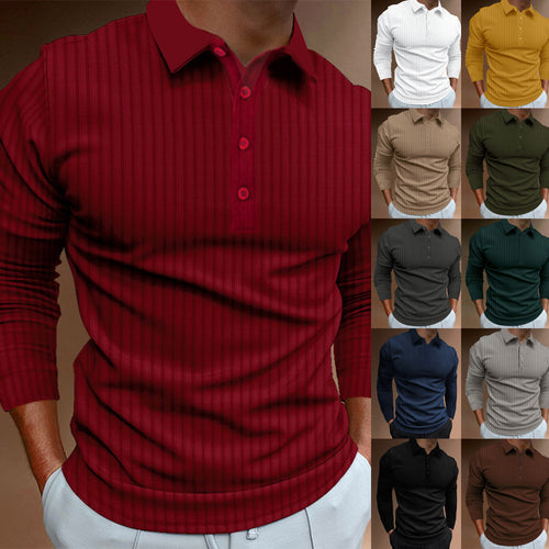 Herren Langarm Polo-Shirt mit strukturiertem Design Echoarchiv