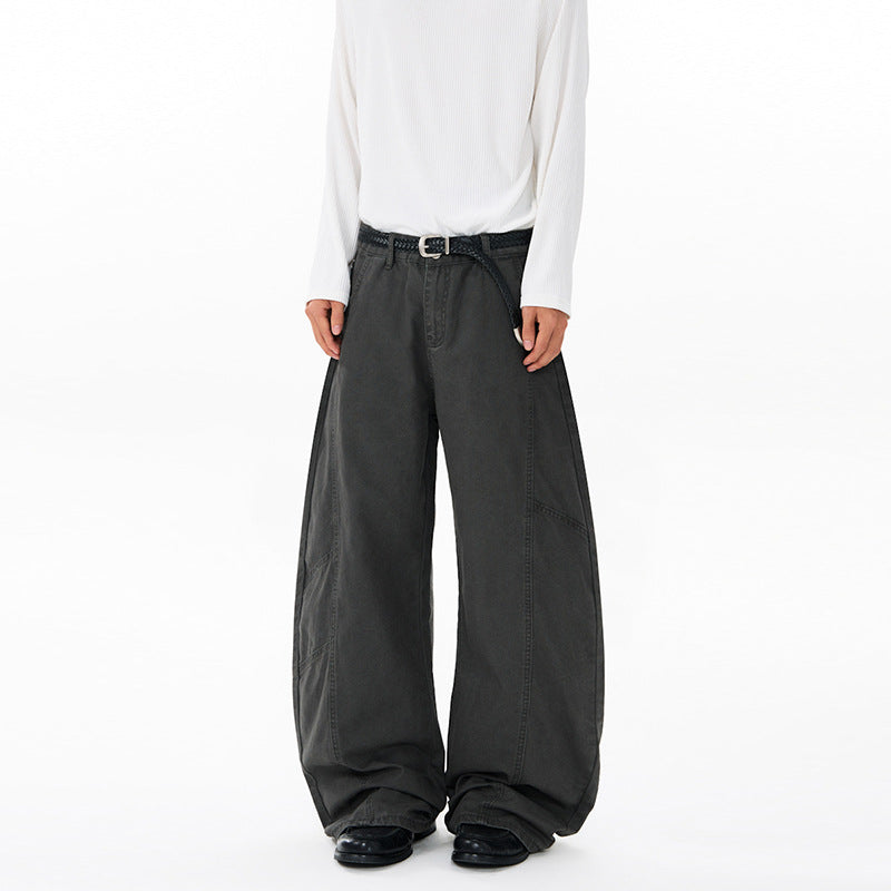 Herren Weite Twill-Palazzo-Hose mit tiefem Schritt und verstärkten Nähten Echo Archiv