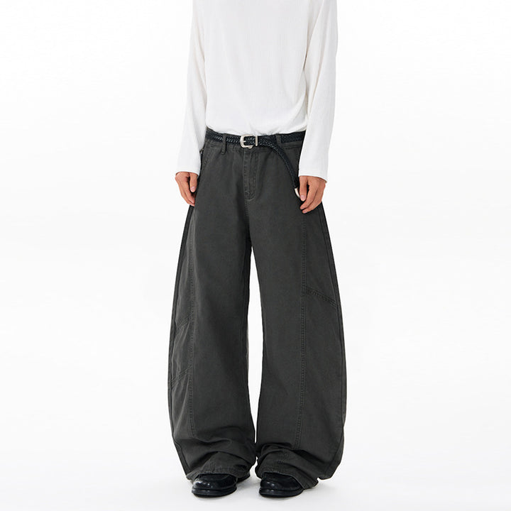 Herren Weite Twill-Palazzo-Hose mit tiefem Schritt und verstärkten Nähten Echo Archiv