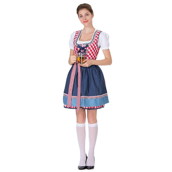 Damen nan traditionelles Dirndl mit Schnürcorsage, knielangem Tellerrock und Schürze Echo Archiv