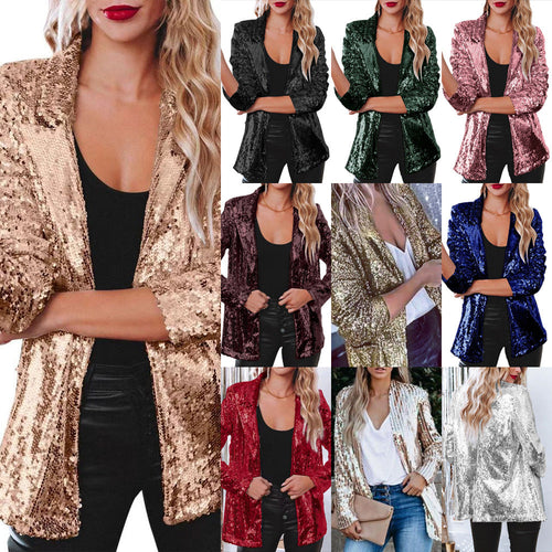 Damen Paillettenjacke mit weitem Schnitt und eleganten Details Echoarchiv