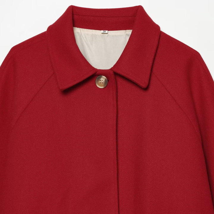 Damen Kurze Wollmix-Capejacke mit Raglanärmeln und Umschlagmanschetten Echoarchiv