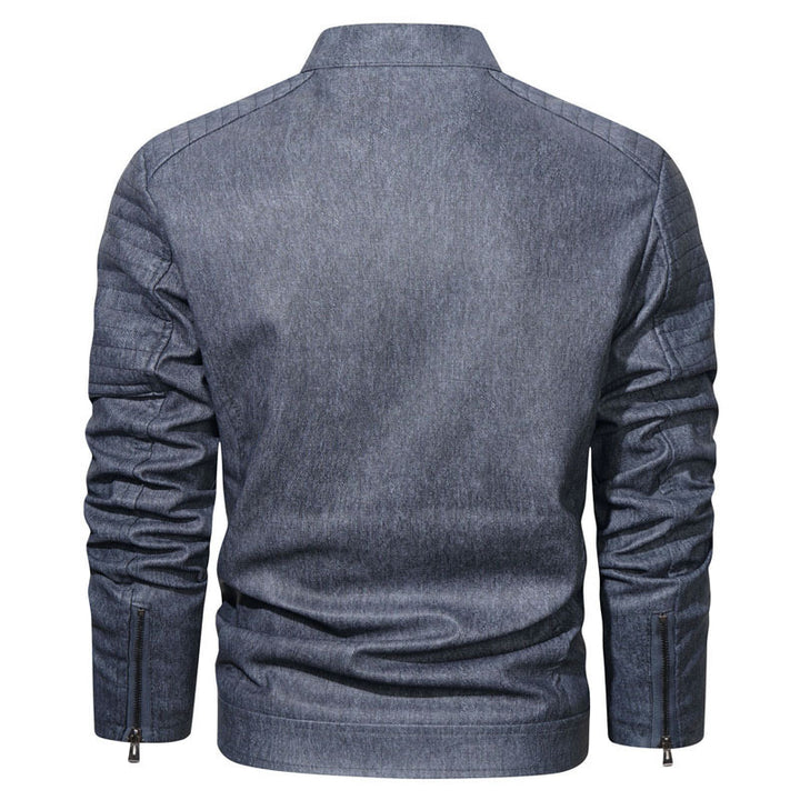 Herren robustes Denim‑Look Fieldblouson mit gesteppter Schulterpartie und Reißverschlussdetails Echoarchiv