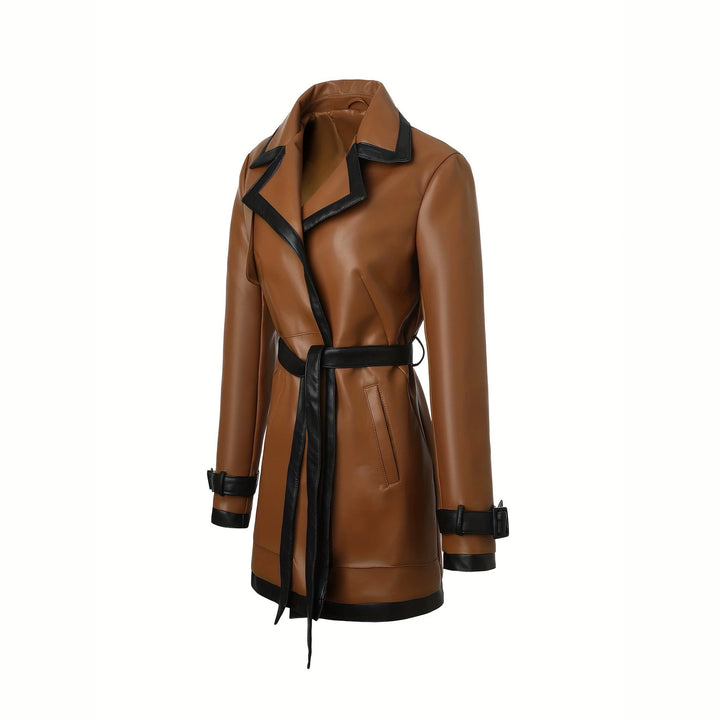 Damen Modischer Kunstleder Trenchcoat Echo Archiv