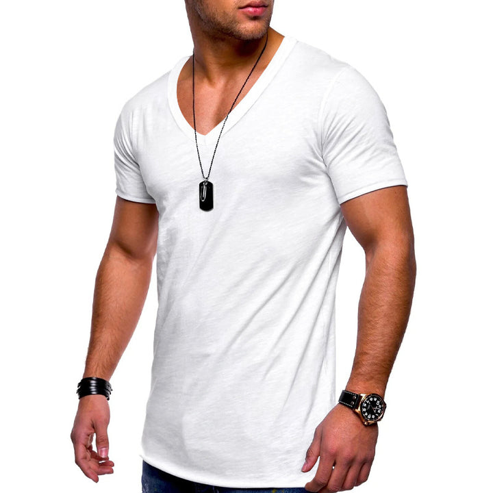 Herren nan V-Ausschnitt T‑Shirt aus feinem Jersey mit schmaler Silhouette und flachen Nähten Echo Archiv