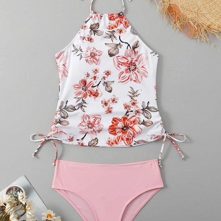 Damen Schnittiger Tankini mit floralem Design und verstellbaren Riemen Echo Archiv