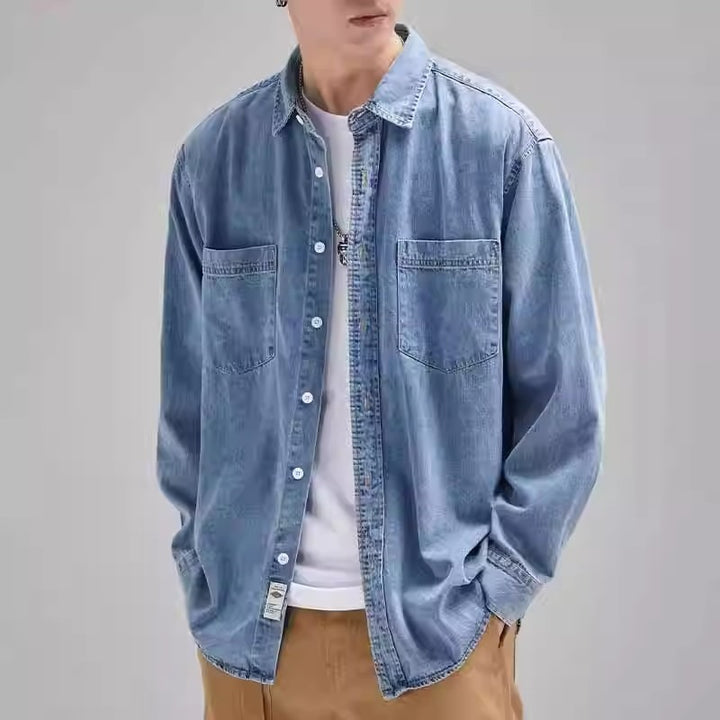 Herren Denim-Hemdjacke mit praktischen Brusttaschen Echoarchiv