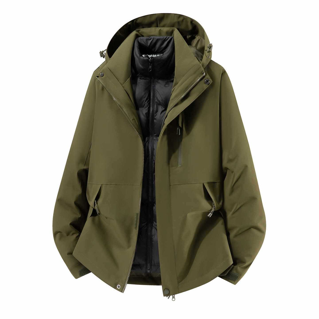 Herren Wasserfeste dreiteilige Winterjacke mit abnehmbarer Daunen-Innenjacke und Kapuze Echo Archiv