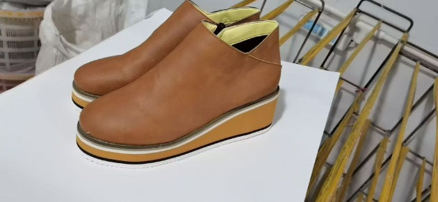 Damen nan orthopädische Keilabsatz Slipper aus Leder Echo Archiv