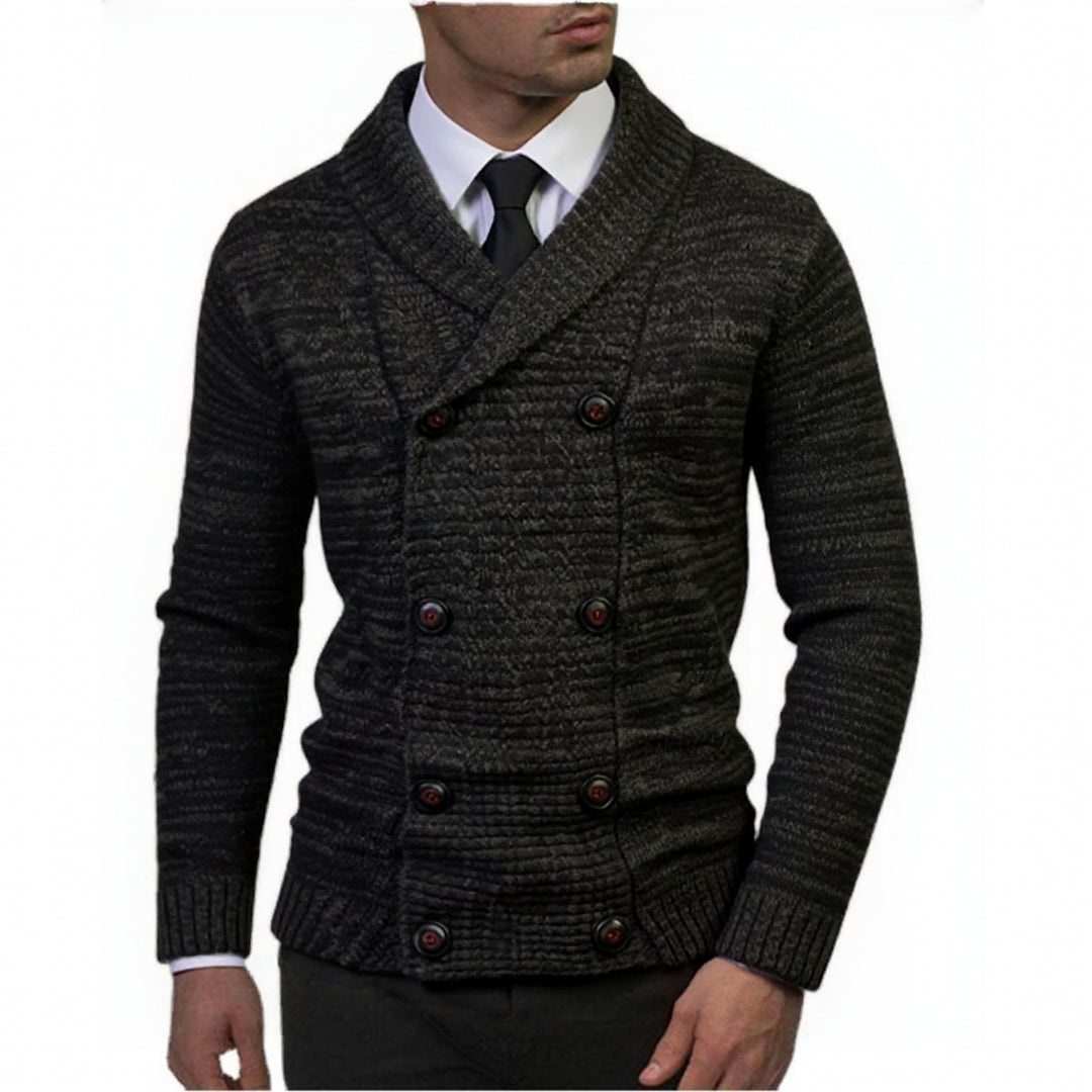 Herren modischer Strickpullover mit doppeltem Knopfverschluss und strukturiertem Design Echoarchiv