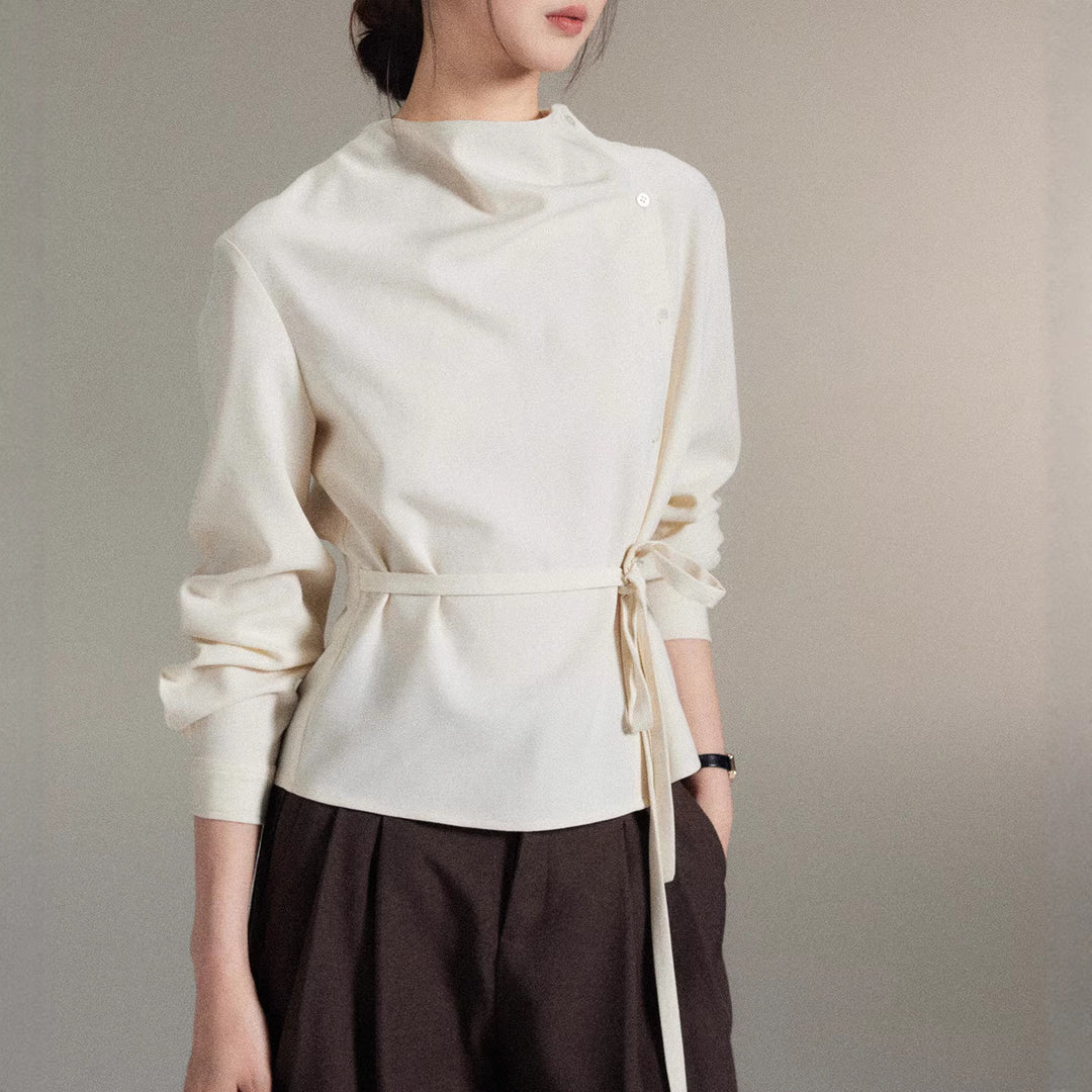 Damen Modische Bluse mit Wickel-Ausschnitt Echoarchiv