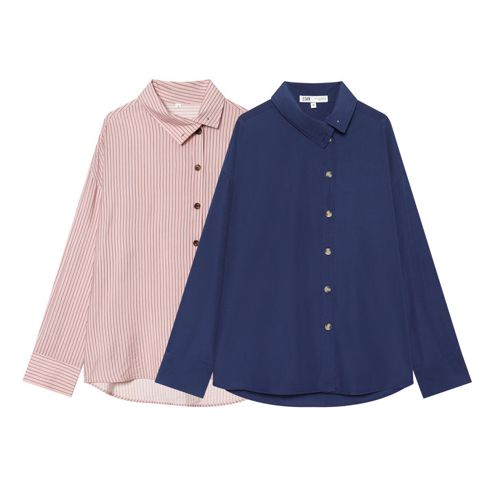 Damen Oversize-Hemdbluse mit durchgehender Knopfleiste und abgerundetem Saum Echo Archiv