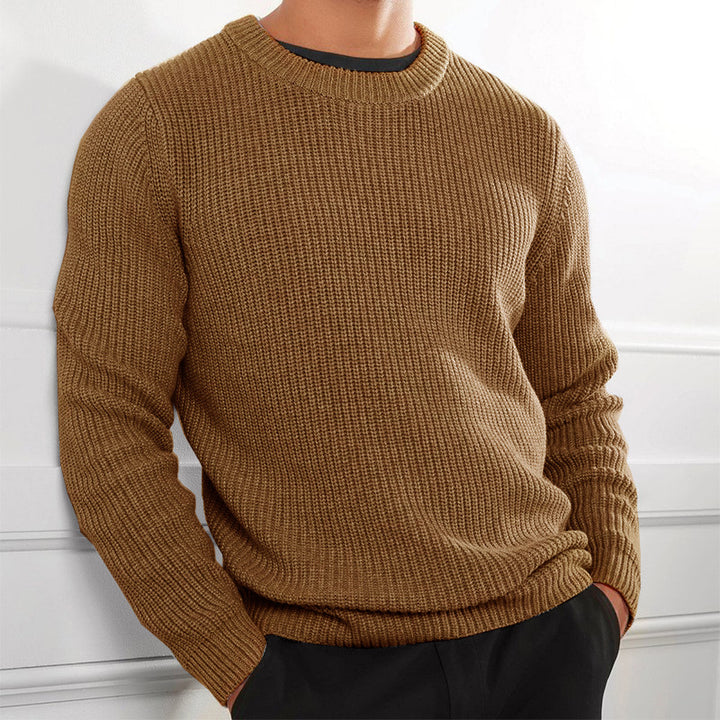 Herren Grobstrickpullover mit strukturiertem Design und hochgeschlossenem Kragen Echoarchiv
