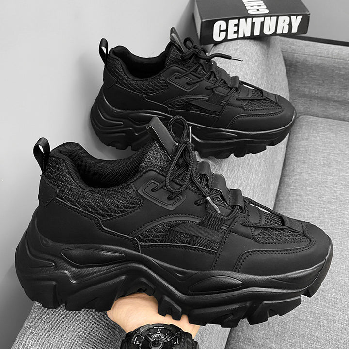 Damen Modische Plateau-Chunky-Sneaker mit strukturiertem Mesh-Overlayer und robuster Profilsohle Echoarchiv