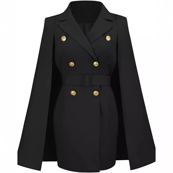 Damen Kurzblazerkleid mit Cape-Ärmeln und doppelreihiger Zierknopfleiste Echoarchiv
