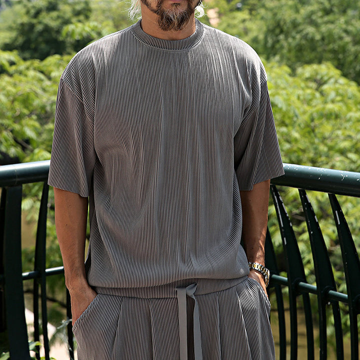 Herren lässiges gestreiftes T-Shirt mit lockerer Passform Echoarchiv