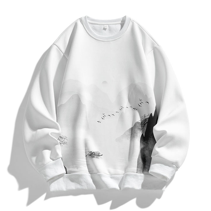 Unisex Oversize‑Sweatshirt mit Pinsel‑Print & geripptem Saum Echoarchiv