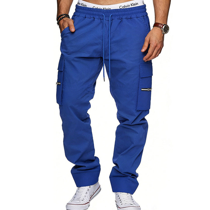 Herren Cargojogginghose mit elastischem Bund, Kordelzug und Reißverschlusstaschen – Bravaro