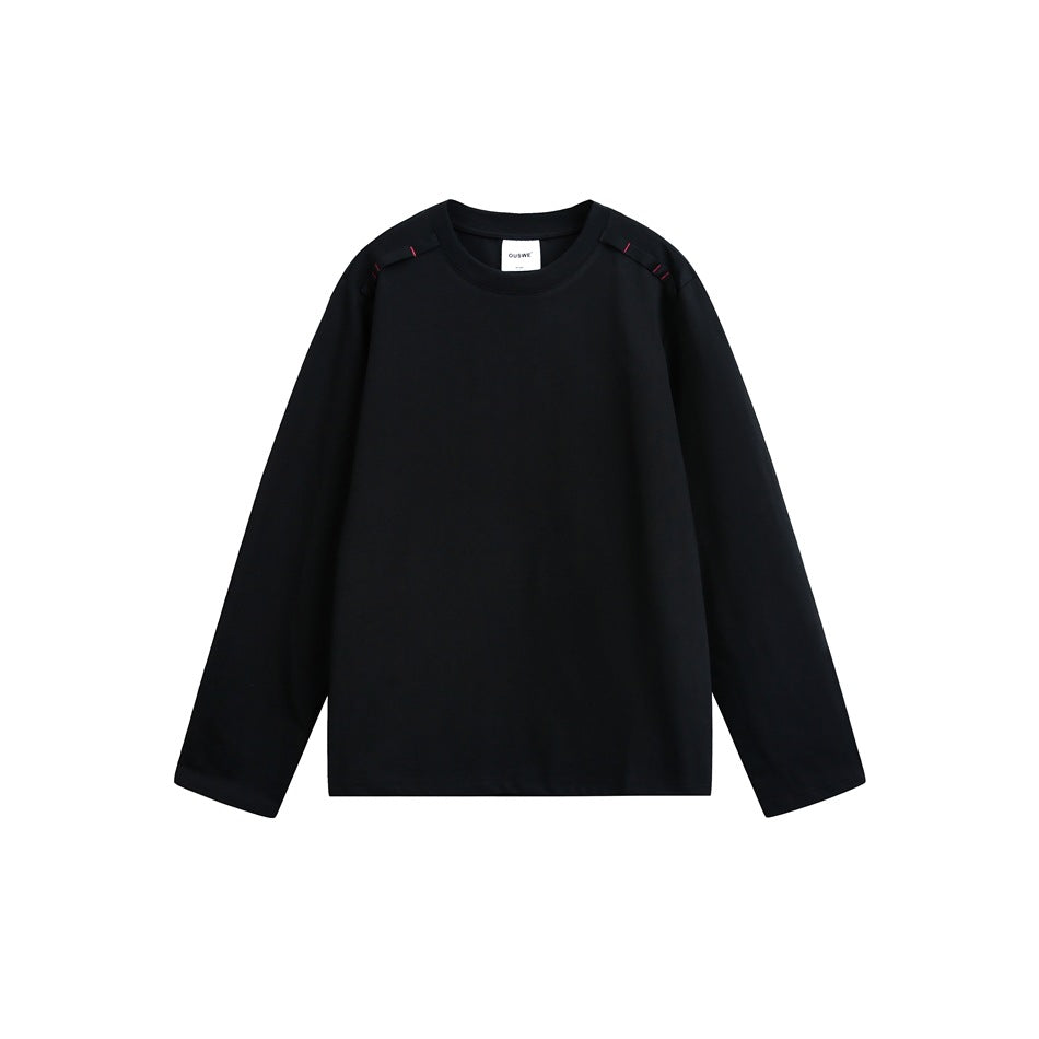 Unisex Langärmliges Oversize-T-Shirt mit Rundhals und dekorativem Schulterdetail Echoarchiv