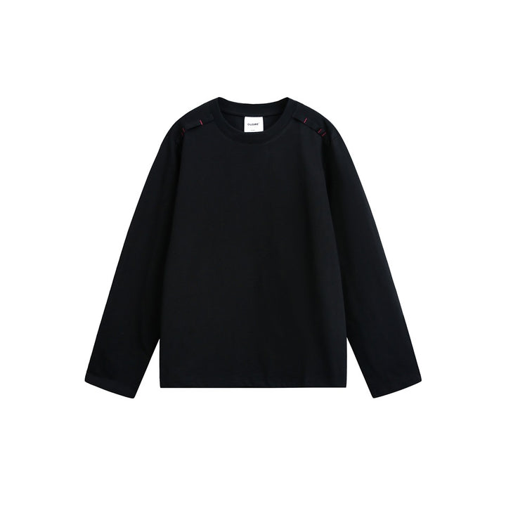 Unisex Langärmliges Oversize-T-Shirt mit Rundhals und dekorativem Schulterdetail Echoarchiv