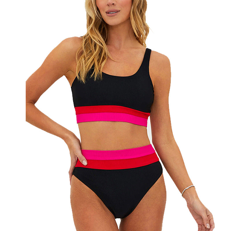 Damen Sportliches Bikini-Set mit komfortablem Crop-Top und hochgeschnittenem Höschen Echoarchiv