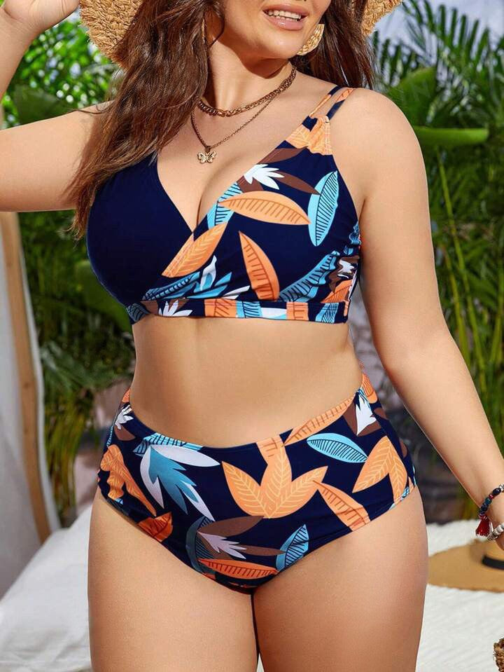 Damen Hochgeschnittener Bikini mit Wickeldesign und floralem Muster Echo Archiv