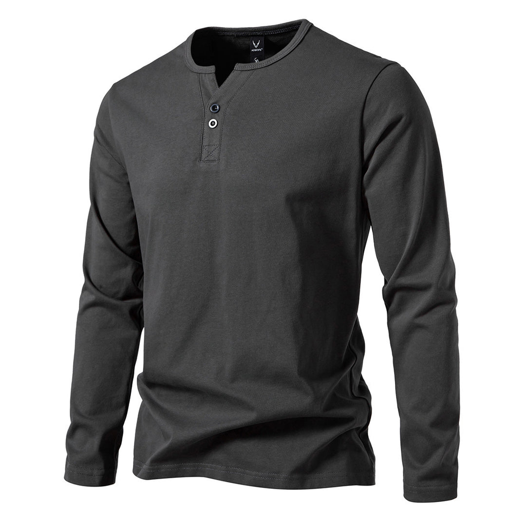 Herren nan langärmeliges Henleyshirt mit Knopfleiste, Rundhalsausschnitt und schlanker Passform Echo Archiv