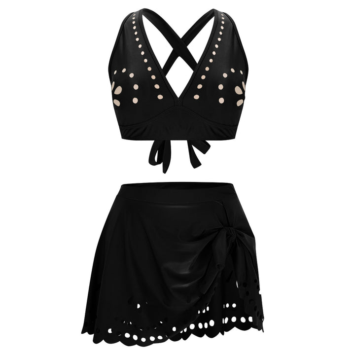 Damen Bade-Set mit Skirt und Kreuz-Trägern Echo Archiv